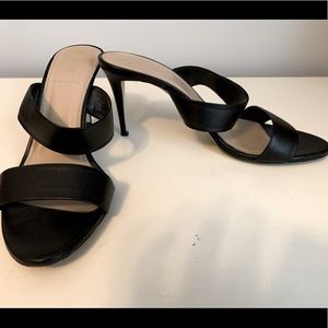 J Crew Black Leather Slip-on Heels